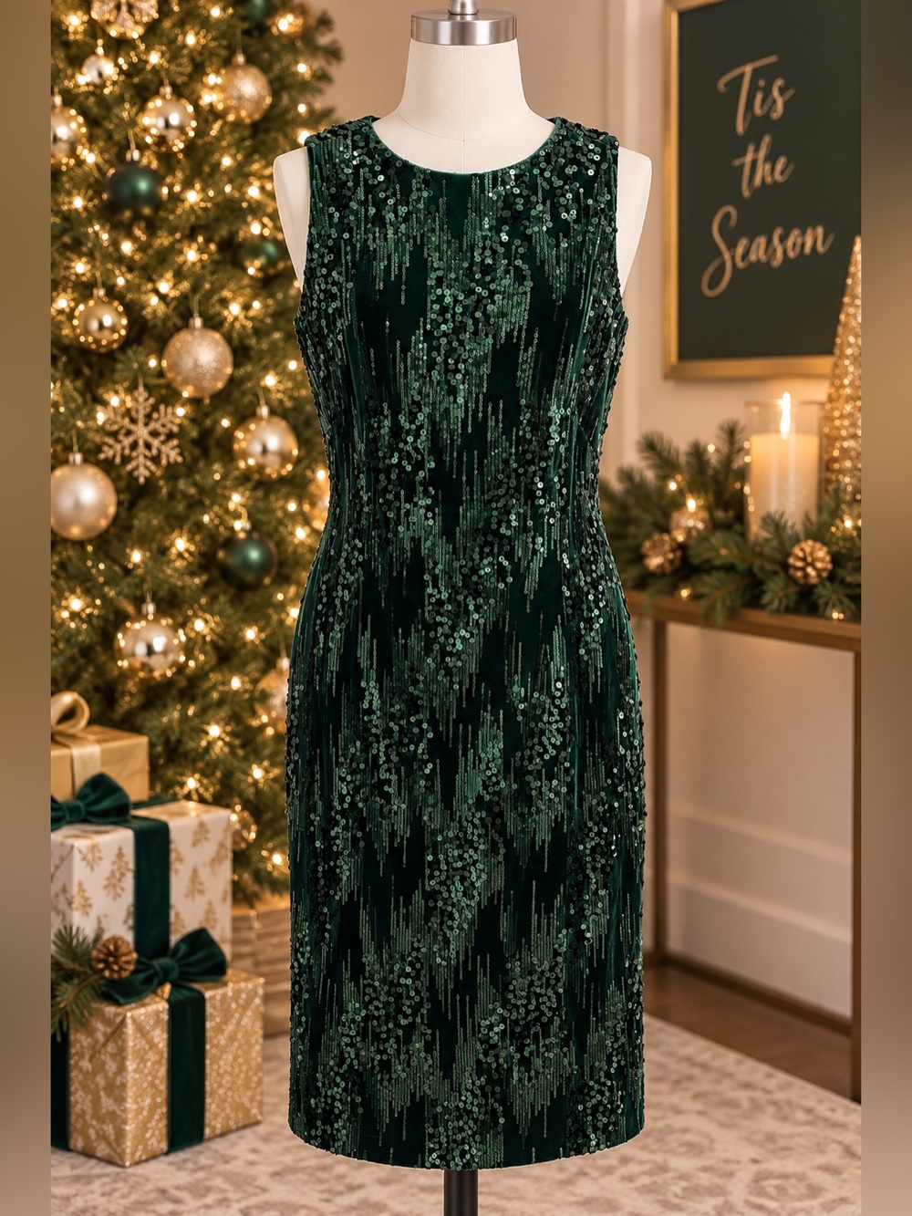 Emerald green Tahari clever Cocktail dress size 8